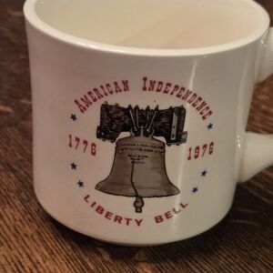 Vintage Bicentennial Liberty Bell White Ceramic Mug 1776-1976